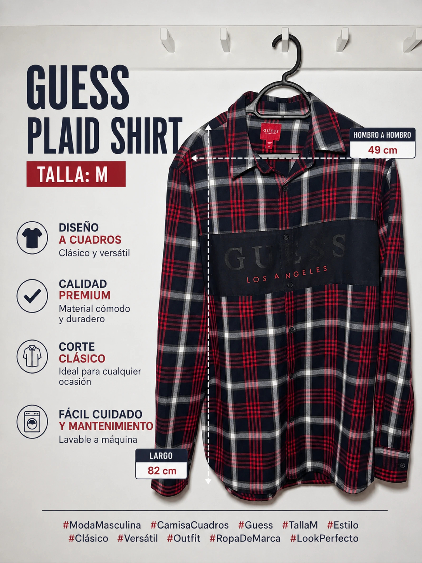 GUESS Plaid Shirt – Size M